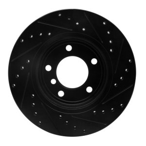 BMW 325XI Brake Rotor (1) - Front Left - R1 Concepts - Drilled & Slotted - Black - `99-`08